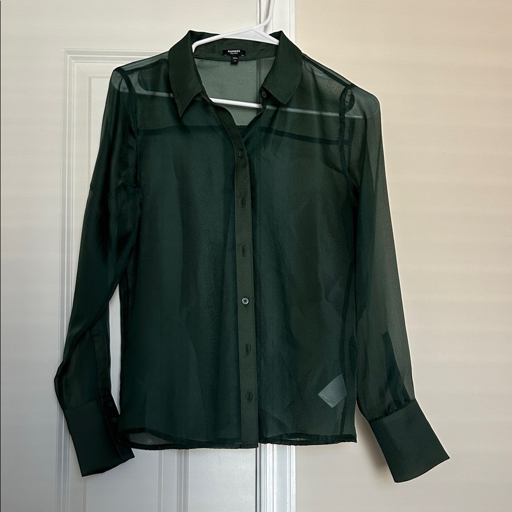 Express Sheer Crepe Portofino Shirt, XS